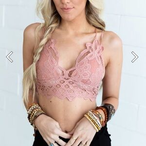 Anemone Delicate Lace Bralette in Soft Pink